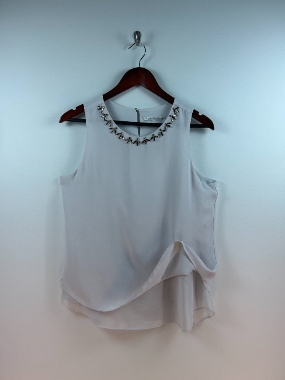 Violet + Claire Light Purple Embellished Neckline Sleeveless Top